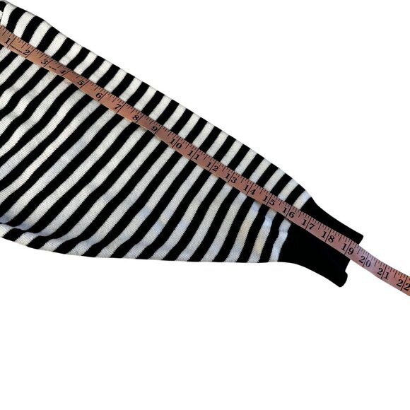 Vintage Stripe Sweater Large Dolman Sleeve Oversized Black White Red Crew 80s - Picture 7 of 9